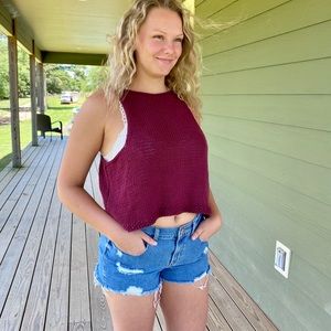 Handmade Maroon Burgundy Crop Top